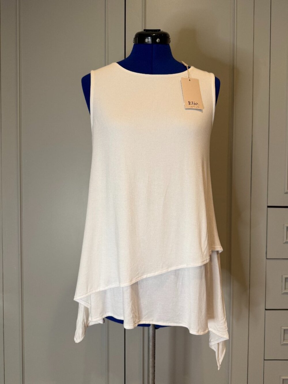 Elie Tahari White Double layer Top, Size S, NWT